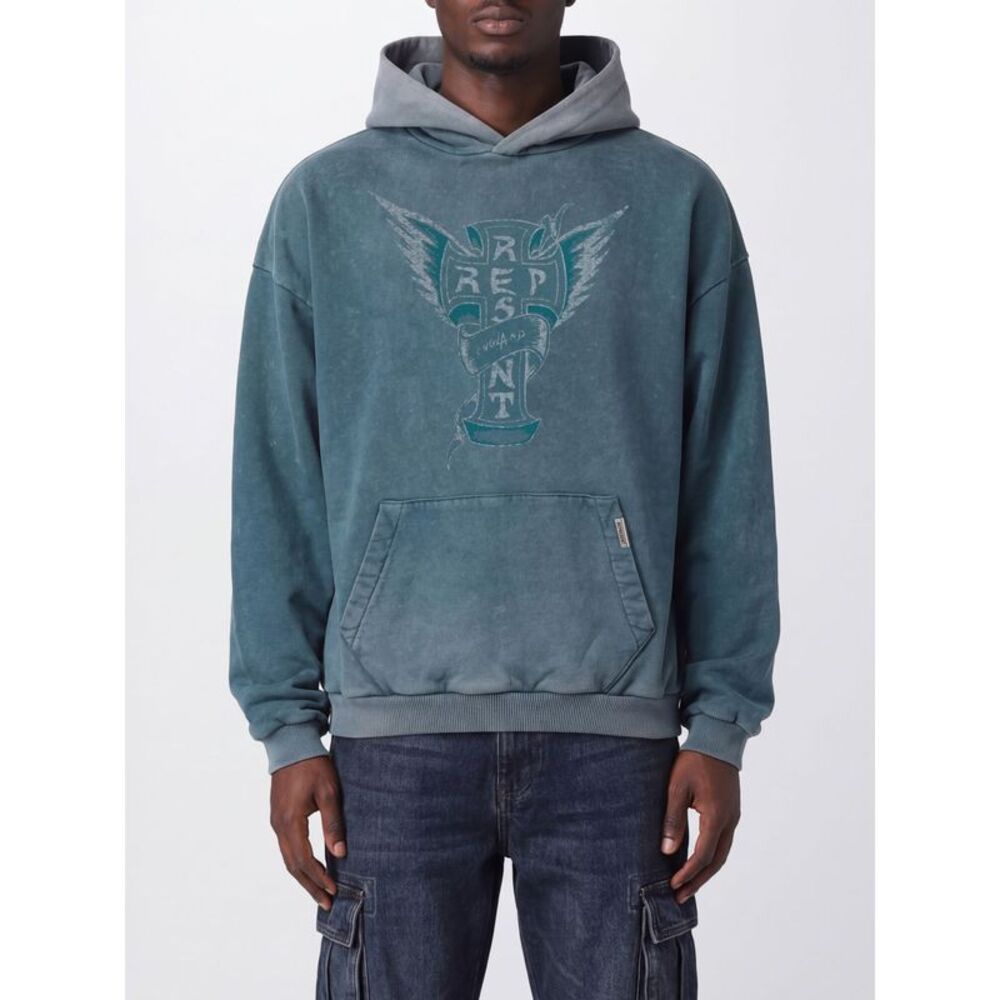 Represent Men Represent Relaxed Fit Contrast Logo Cotton Hoodie
